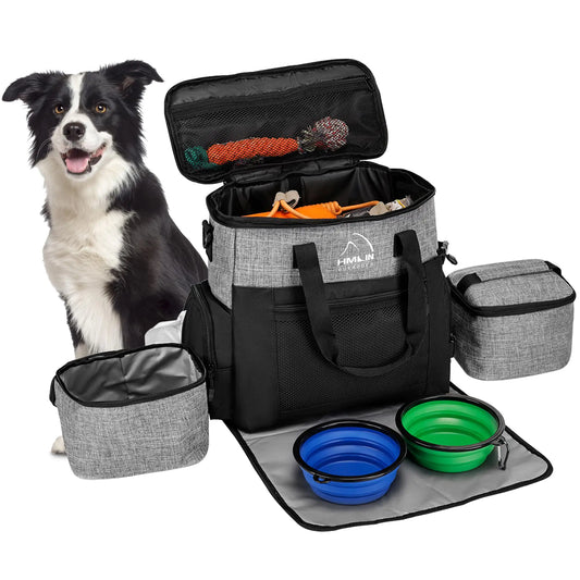 Bullet & Bandit 6 Piece Travel Set Dog Includes 2 Travel Dog Food Container 2 Collapsible Dog Bowls 1 Placemat