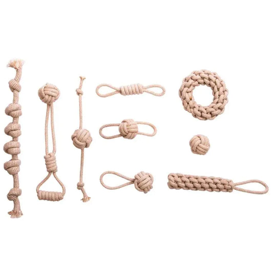 Cotton & Hemp Organic Tough Rope Dog Toy Chew Set - Sustainable & Natural