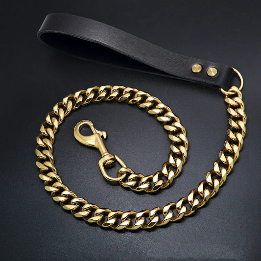 19mm Golden Stainless Steel Titanium Dog Leash